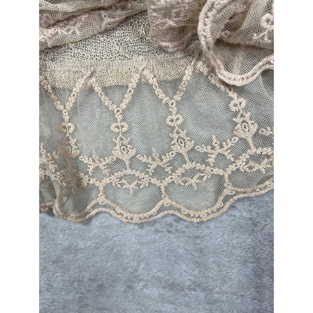 Krazy Kat Beige Open Knit Lace Hem Tunic Top Sheer Boho Romantic XXL - Picture 6 of 7